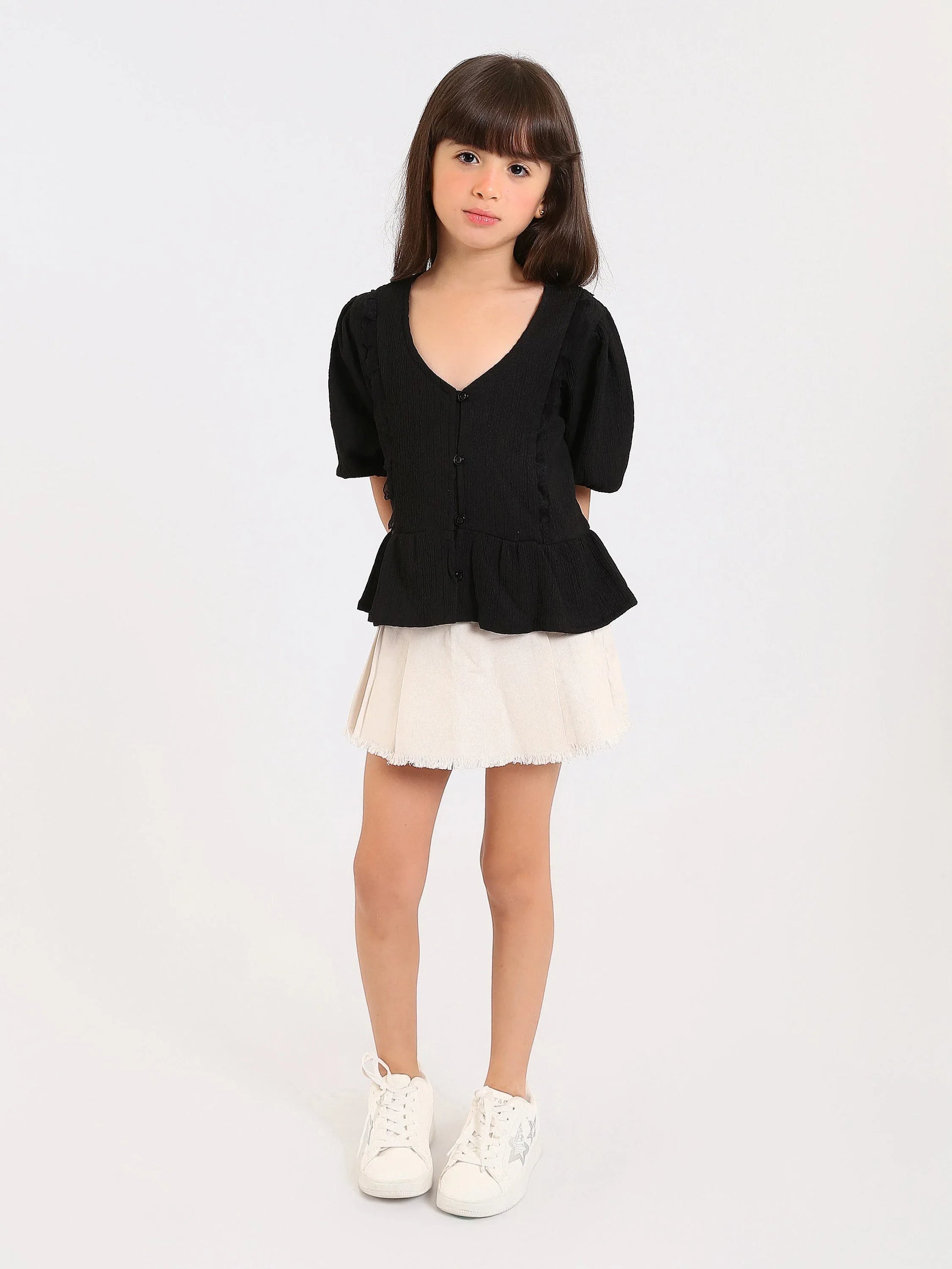 Jupe-short en jean beige pour fille - SHR24SGBS70654MG1 - Justyol