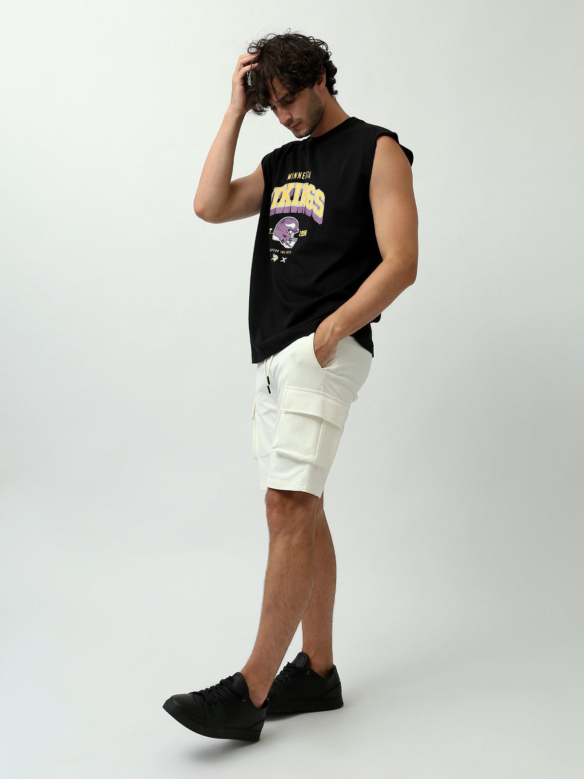 Short cargo pour homme avec poches latérales et taille élastique - SHR24SMBC29159TM1