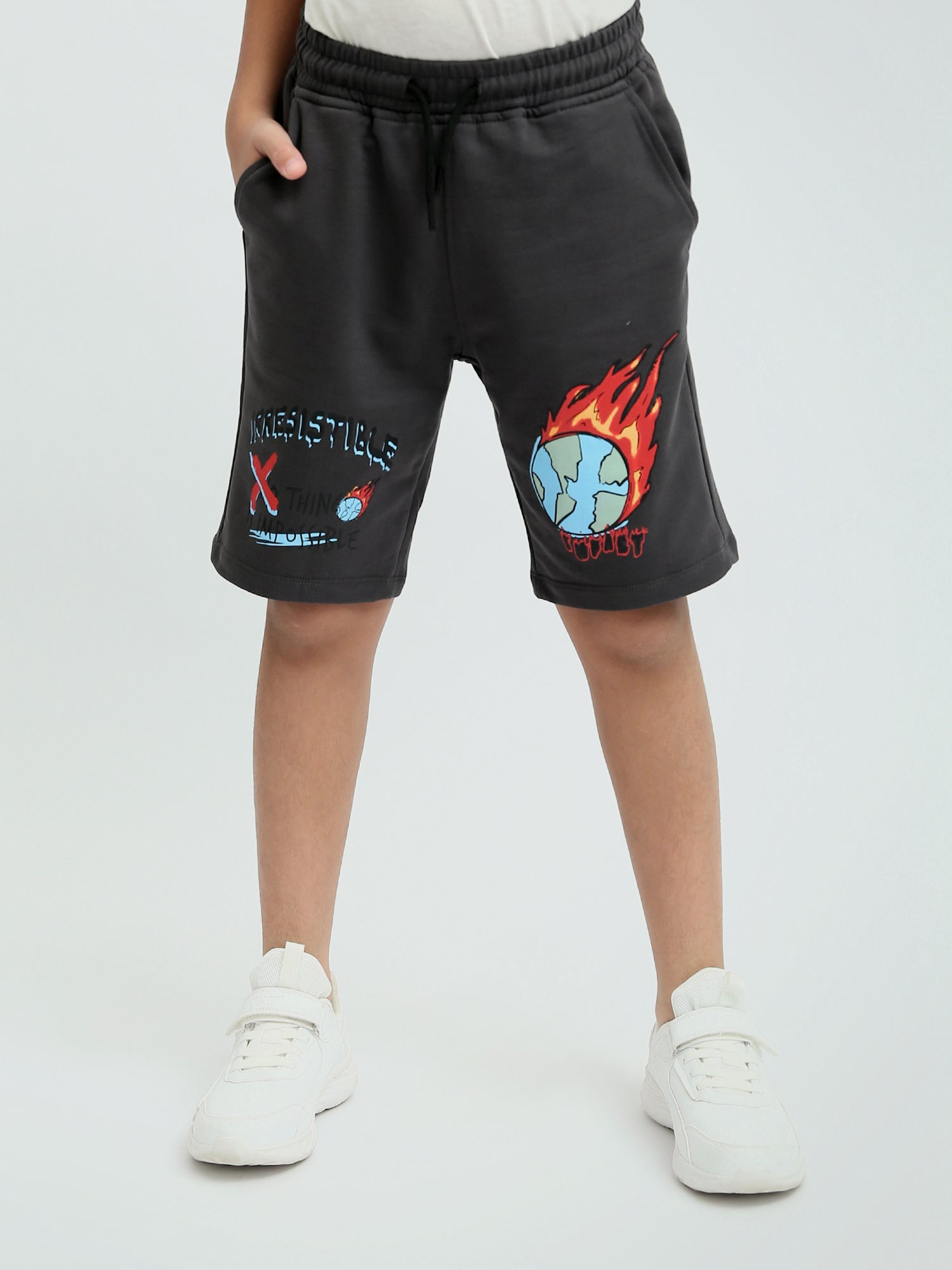 Short Enfant Gris Foncé avec Imprimé Unique – Style Confortable - SHR24SMPS32116TB1