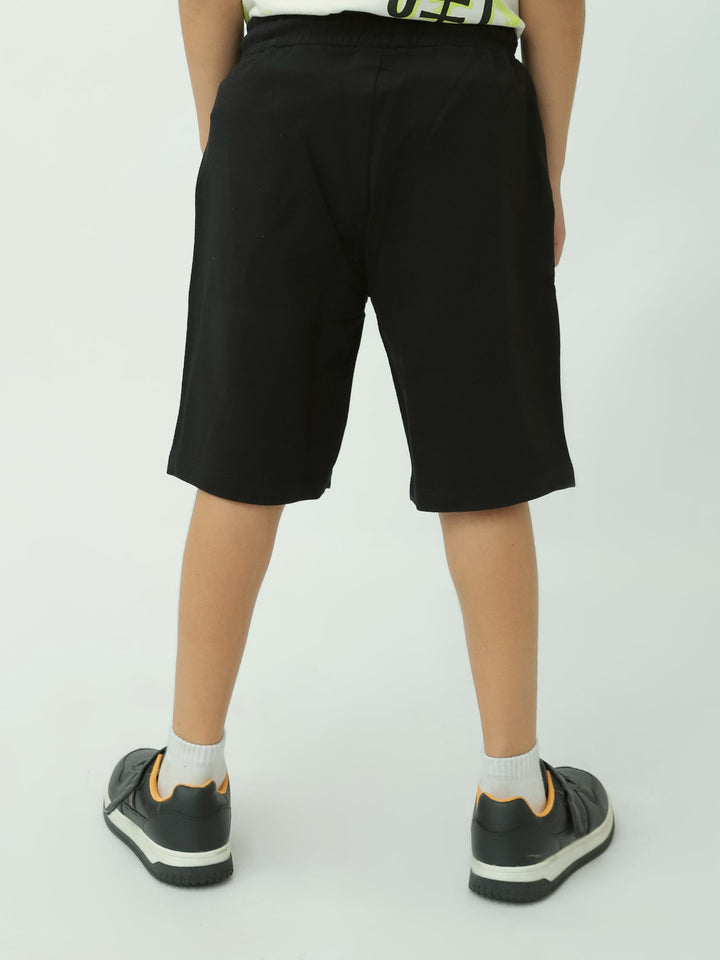 Short Garçon Noir Imprimé Graphique – Style Streetwear Confortable - SHR24SMPS32118TB1