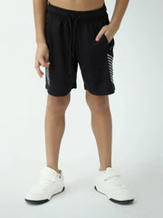 Short garçon noir sport avec poches zippées et bandes réfléchissantes - SHR24SSPS75644MB1 - Justyol