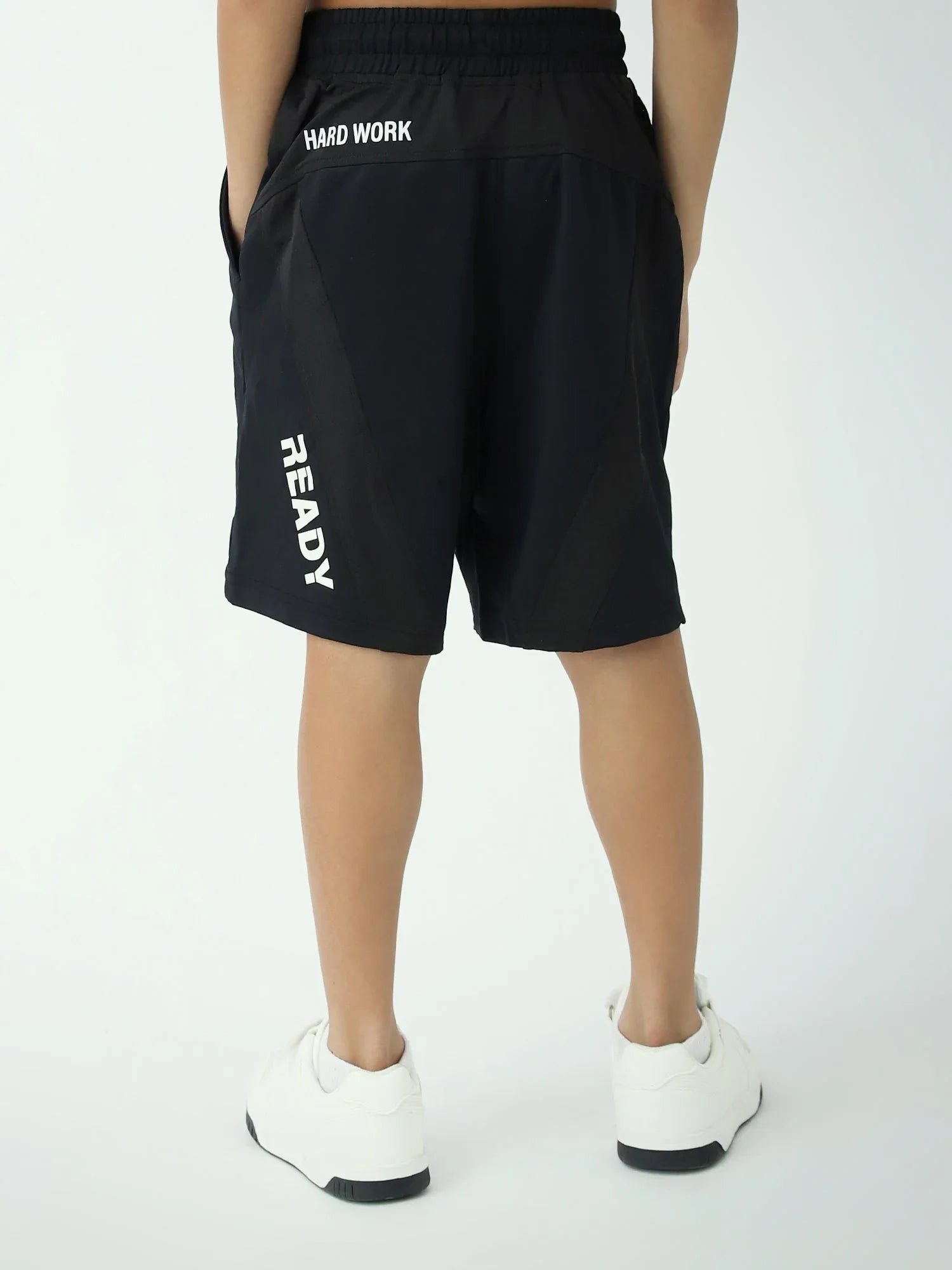 Short garçon noir basique avec cordon et poches – confort été - SHR24SSPS75647MB1 - Justyol