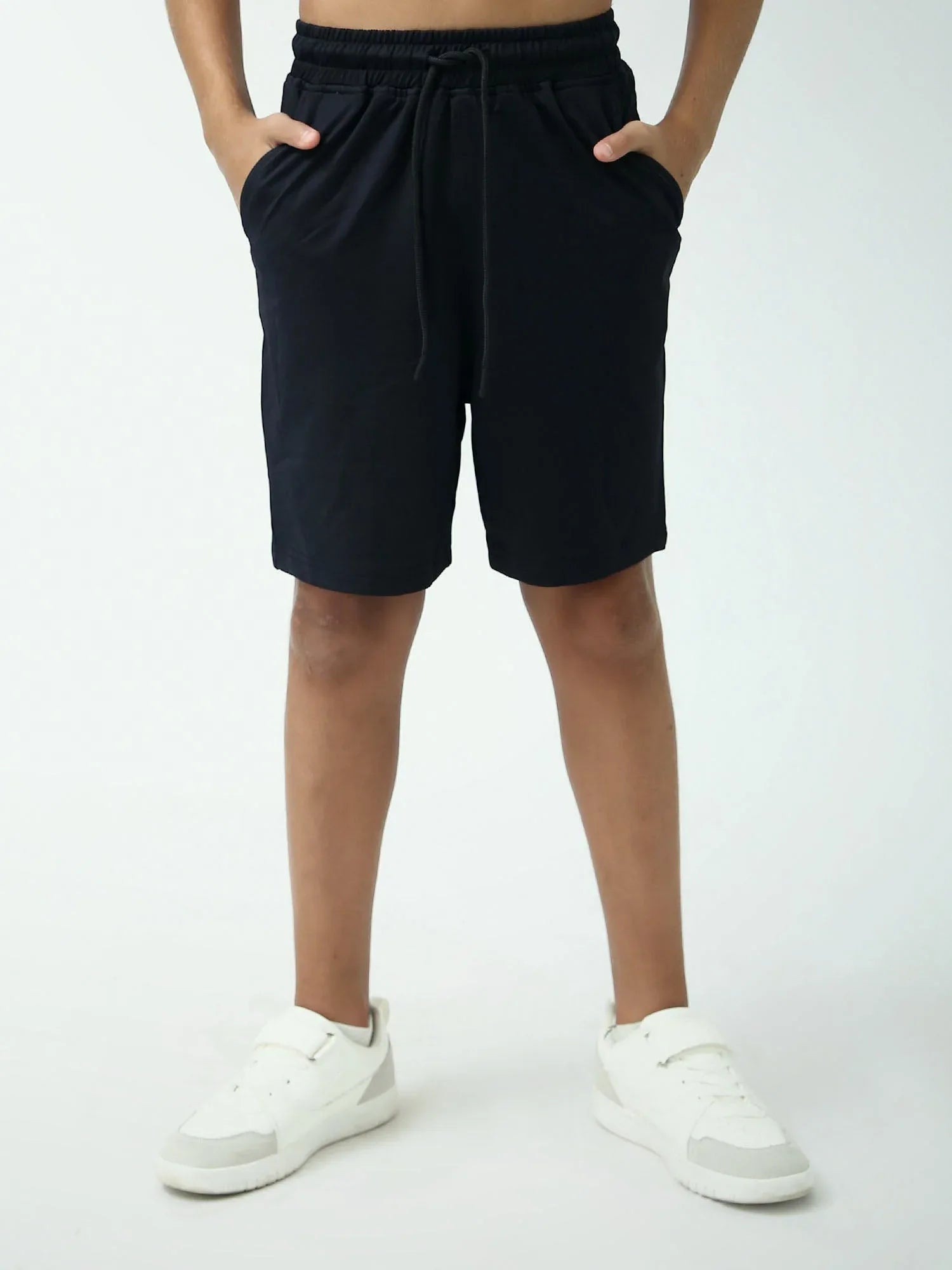 Short ado garçon noir basique avec cordon et poches – confort été - SHR24SSPS75647MJ1 - Justyol
