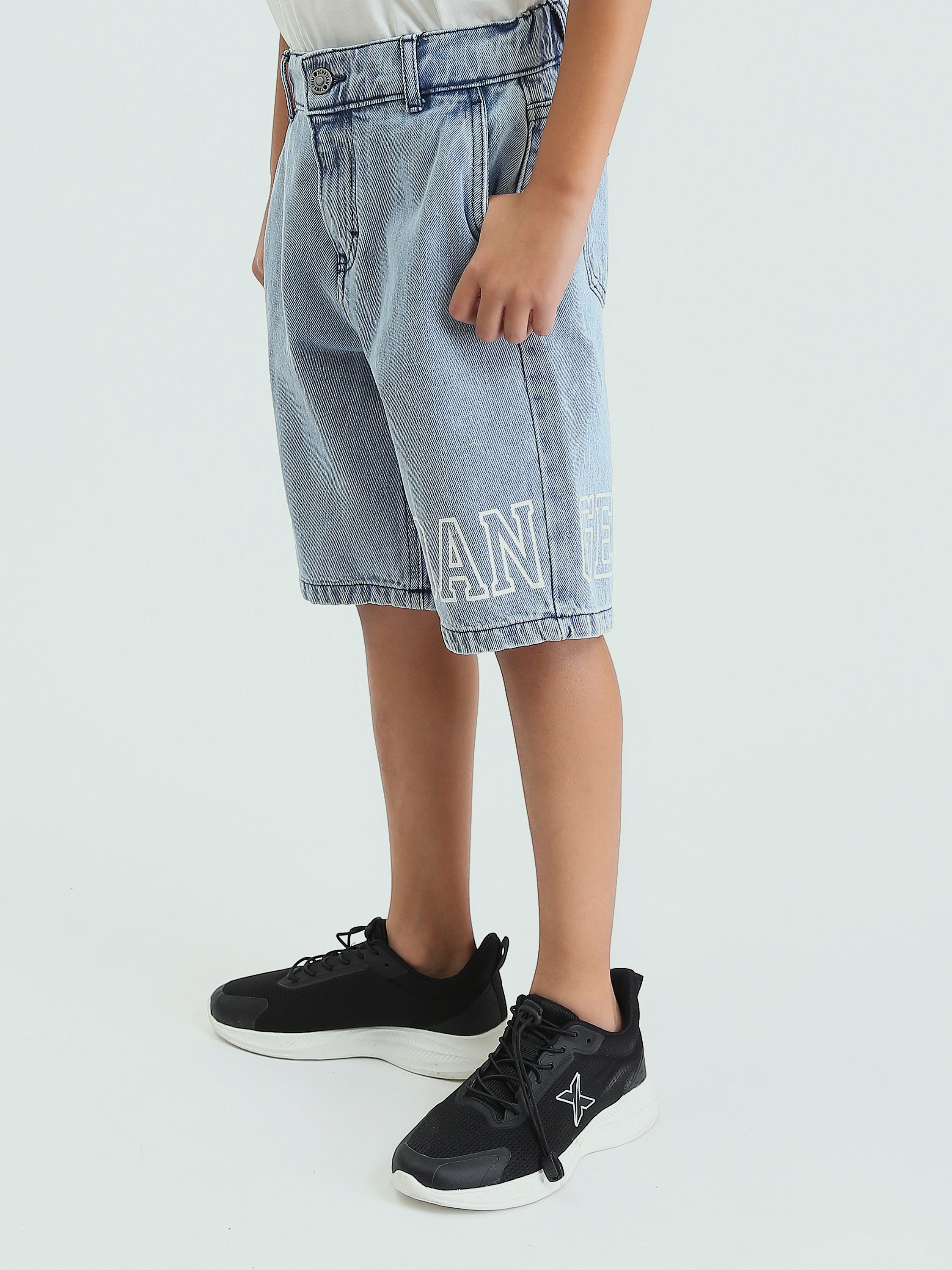 Short en jean pour enfants de couleur bleu clair - SHR25GDPP31709TB1
