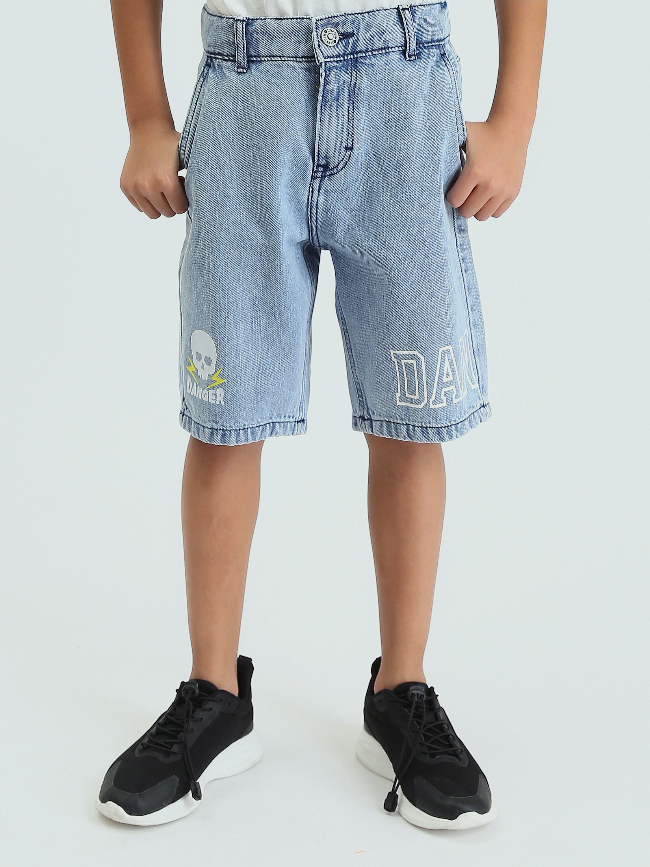 Short en jean pour enfants de couleur bleu clair - SHR25GDPP31709TB1