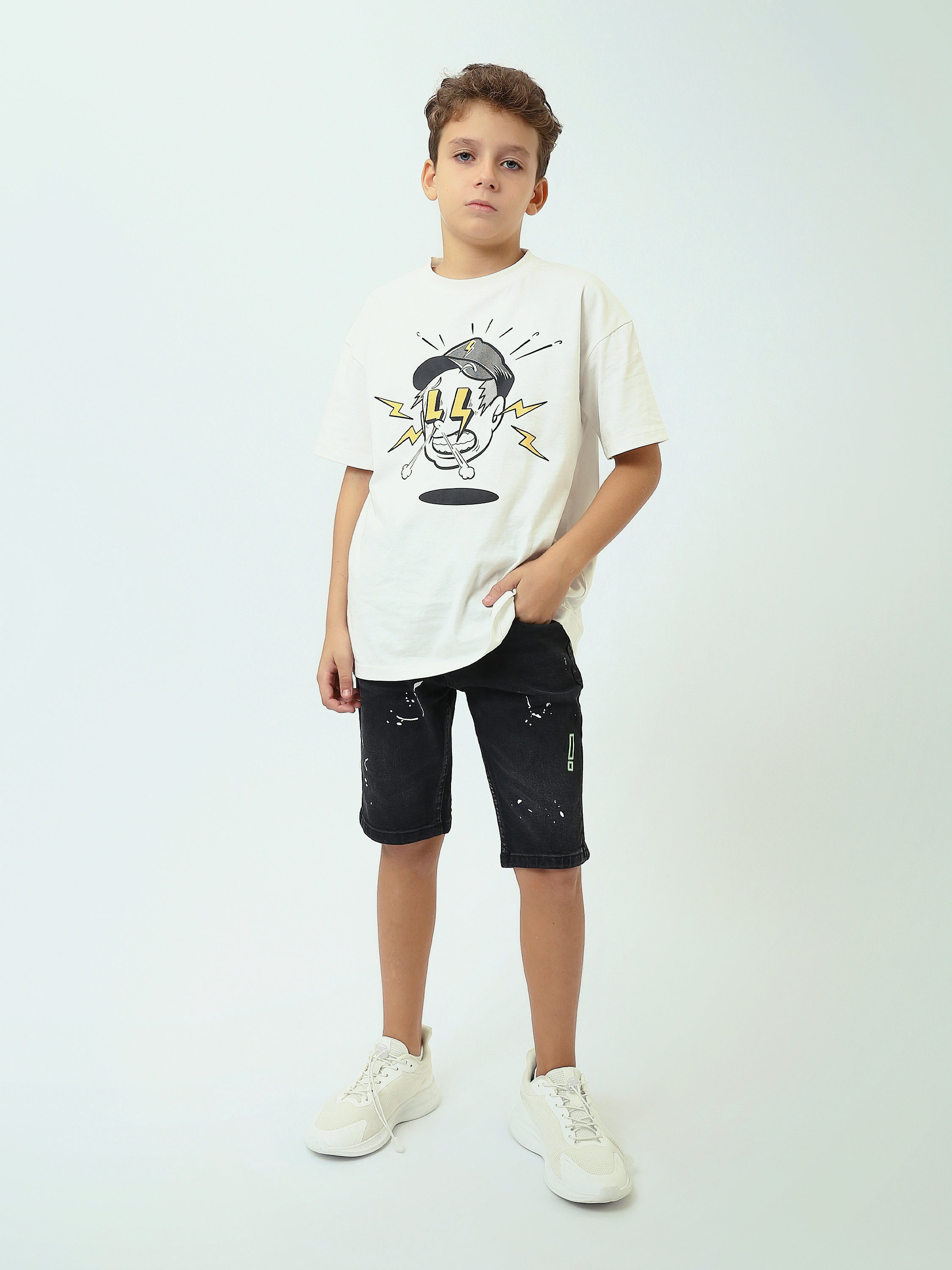 Short pour enfants au design moderne et impression artistique - SHR25GDPP31711TB1