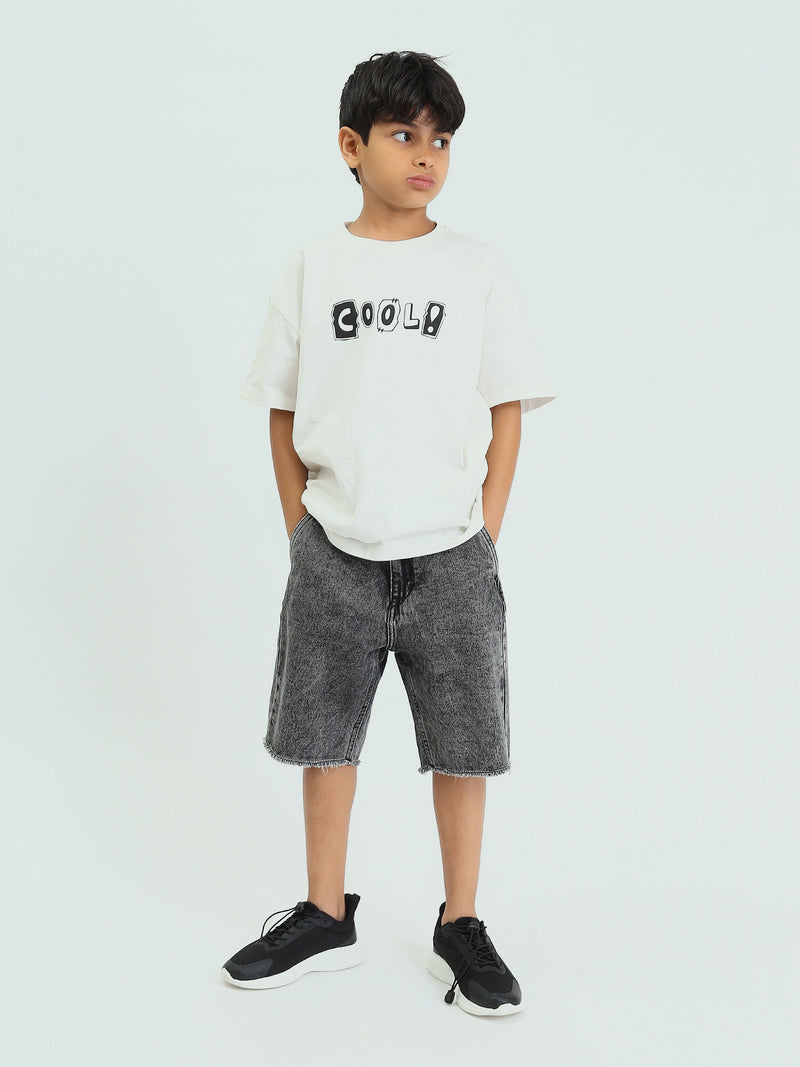 Short en jean enfant au design moderne avec effet délavé – SHR25SDBP31706TB1