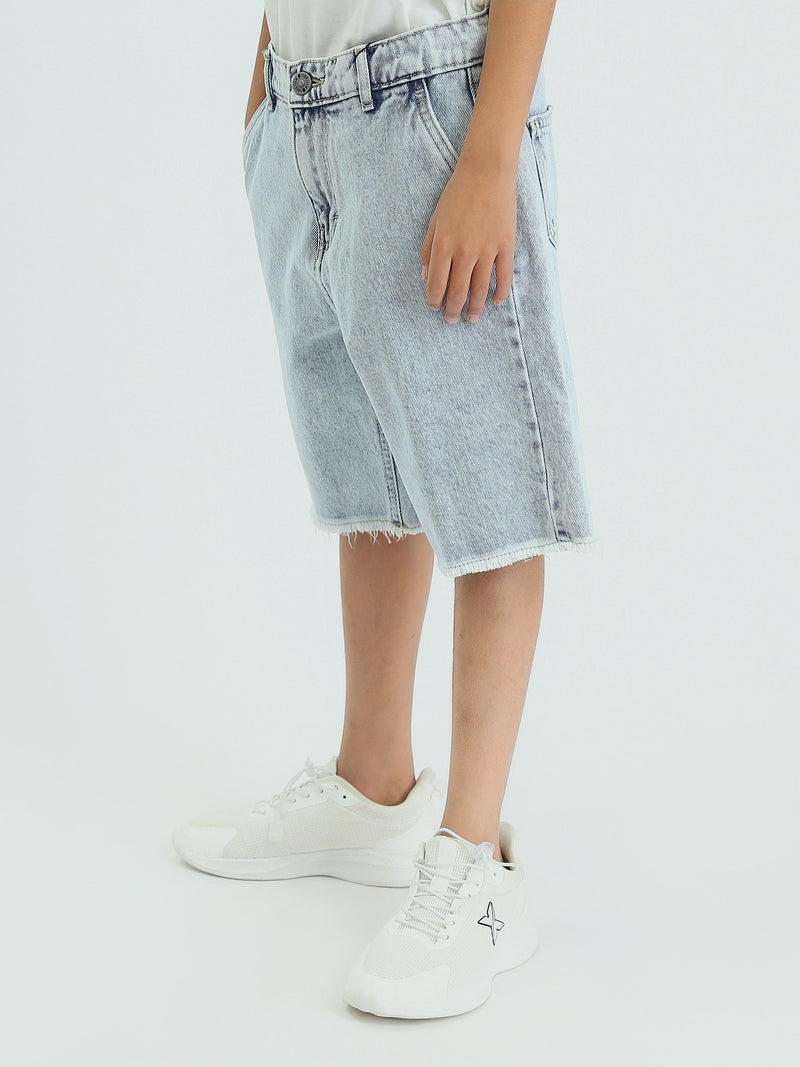 Short en jean enfant au design moderne avec effet délavé – SHR25SDBP31706TB1