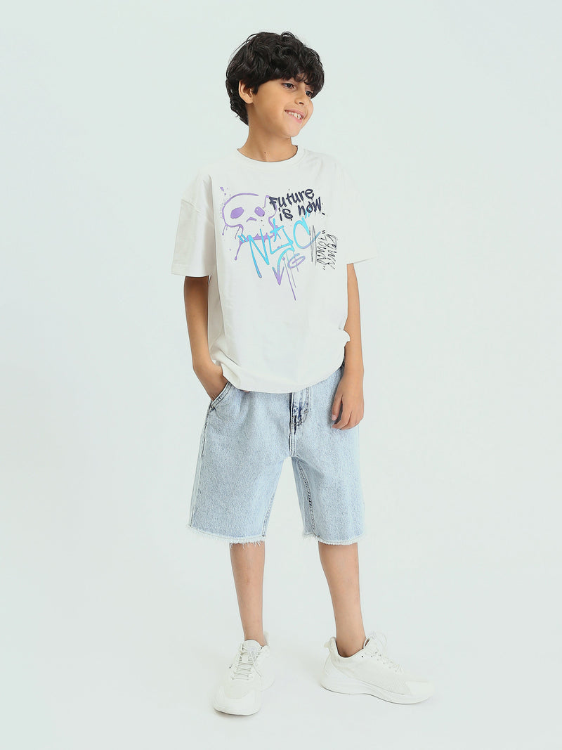 Short en jean enfant au design moderne avec effet délavé – SHR25SDBP31706TB1