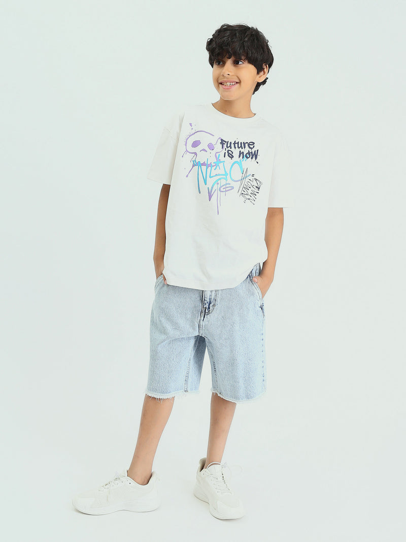 Short en jean enfant au design moderne avec effet délavé – SHR25SDBP31706TB1