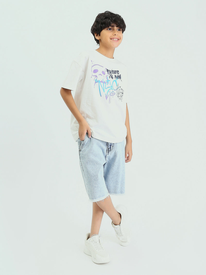 Short en jean enfant au design moderne avec effet délavé – SHR25SDBP31706TB1