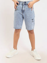 Short en jean pour enfants de couleur bleu clair - SHR25SDPP31707TB1