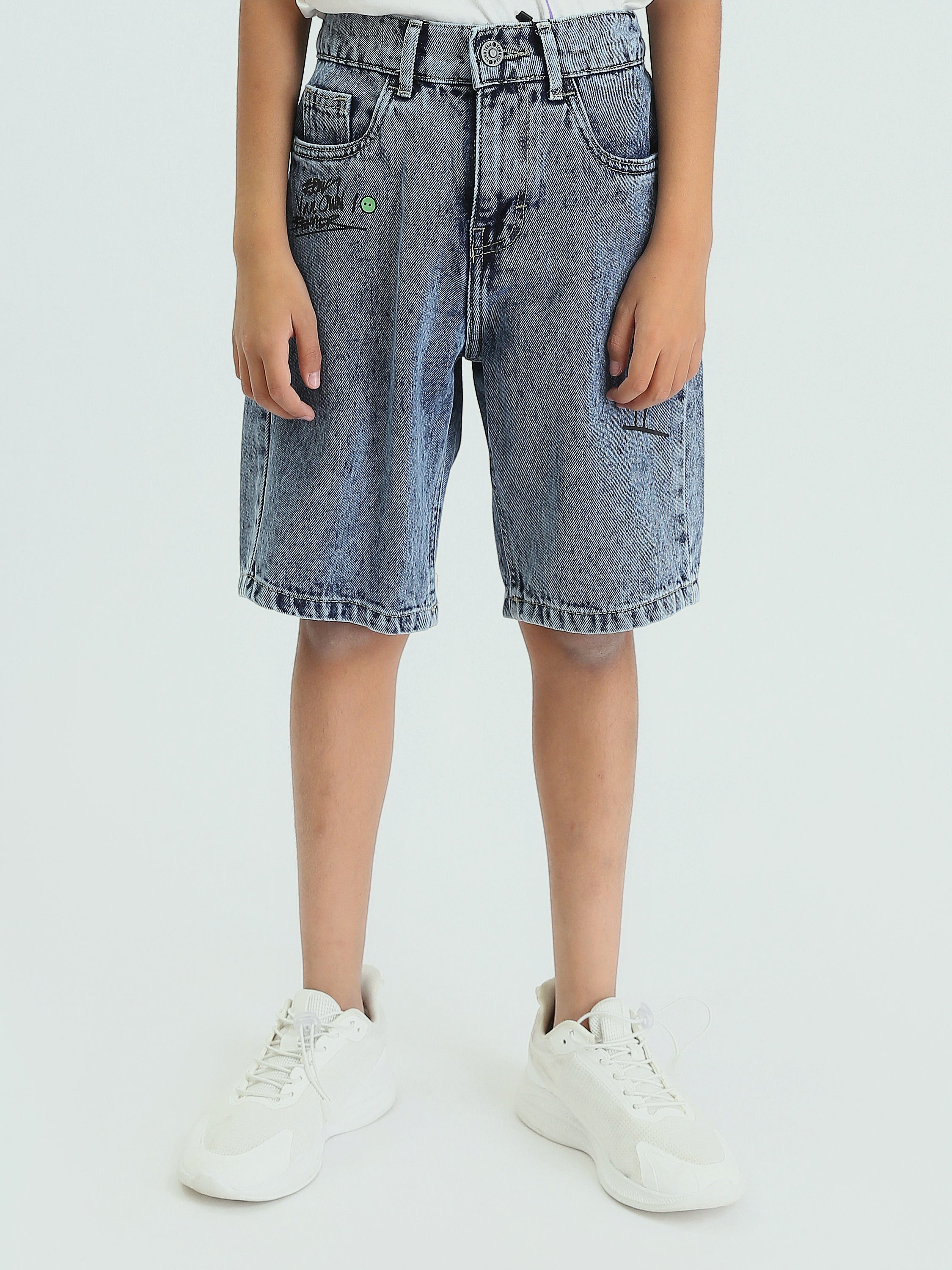 Short en jean pour enfants de couleur bleu clair - SHR25SDPP31707TB1