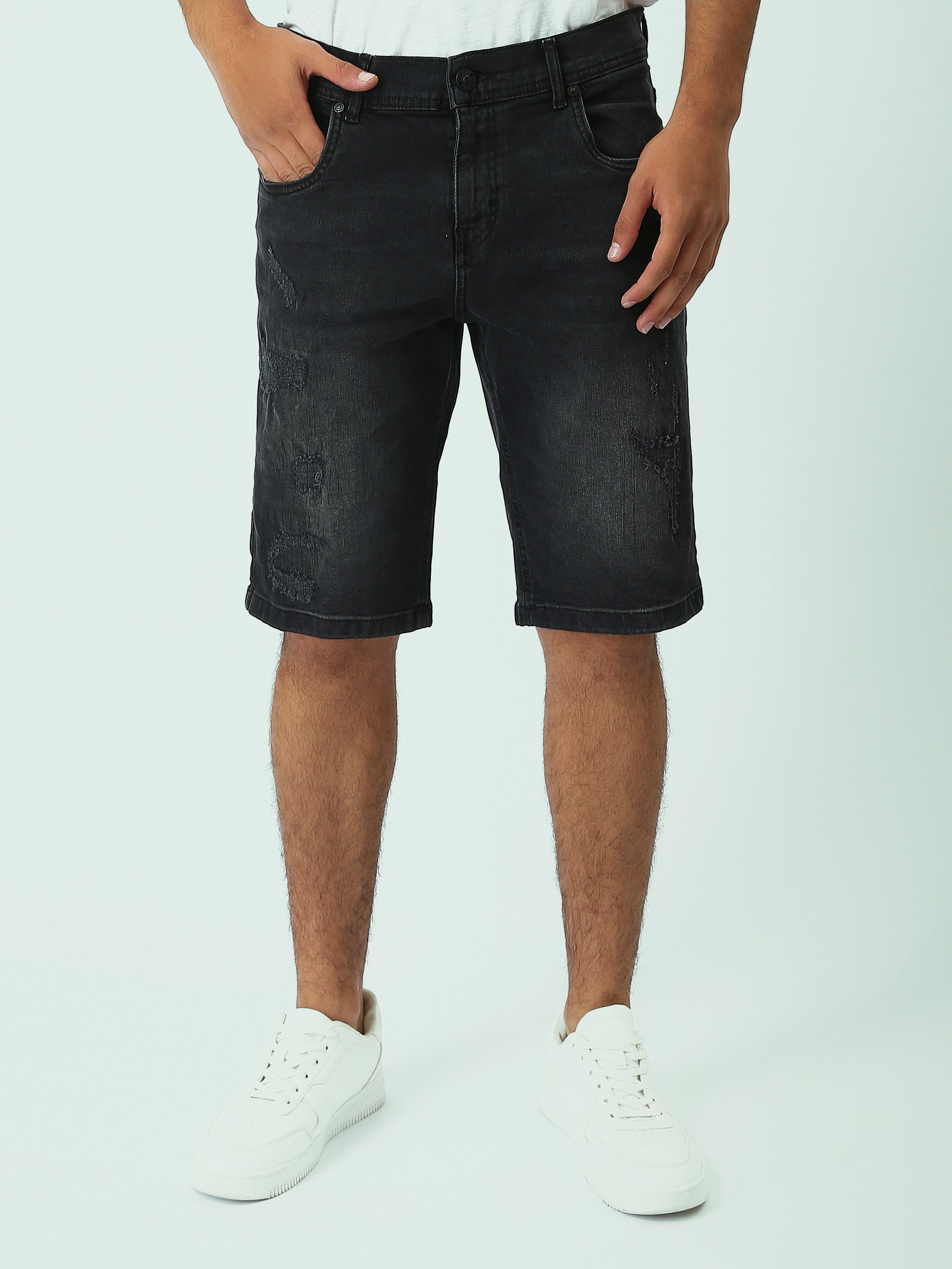 Short en jean pour homme au design moderne de couleur bleu clair - SHR25SDSP30199TM1