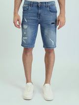 Short en jean pour homme au design moderne de couleur bleu clair - SHR25SDSP30199TM1