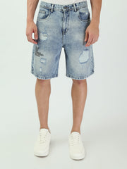 شورت جينز رجالي بتمزقات وتصميم عصري - SHR25SDSP30207TM1