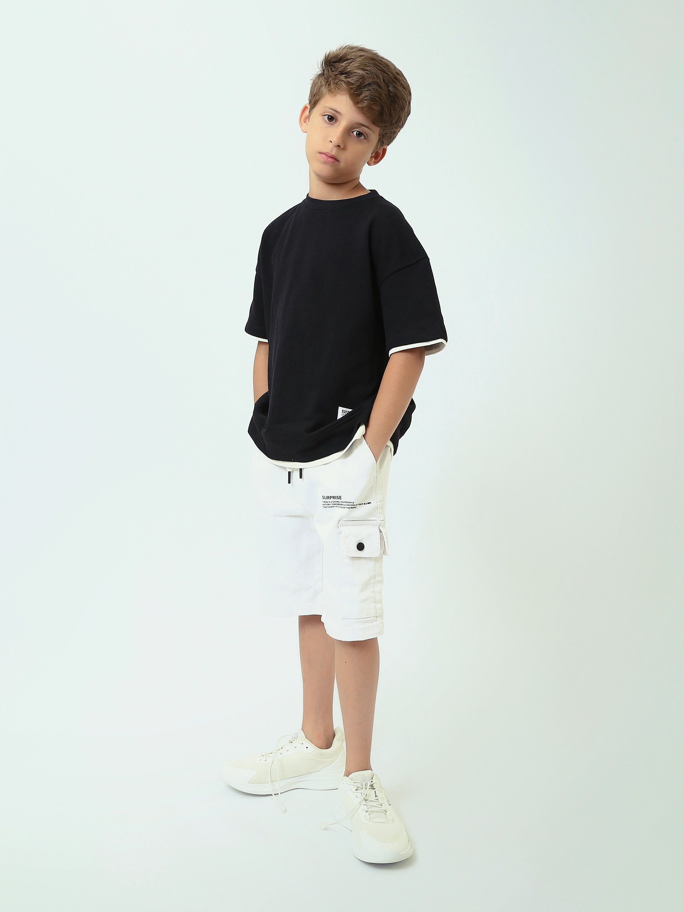 Short cargo enfant garçon avec taille élastique et cordon de serrage – SHR25SDXX30208TB1