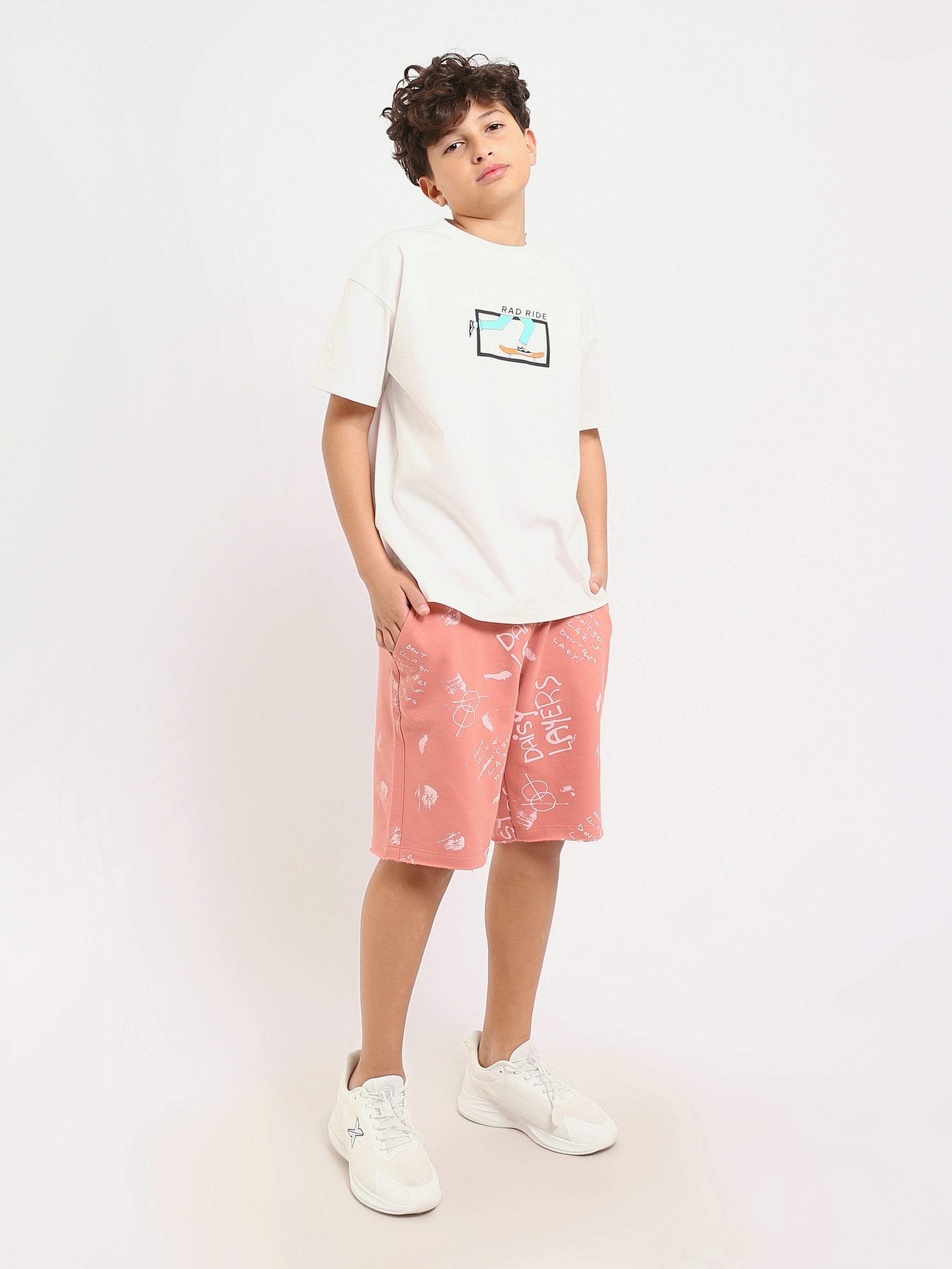 Short enfant garçon casual avec cordon de serrage à la taille et imprimé moderne – SHR25SMAS32120TB1