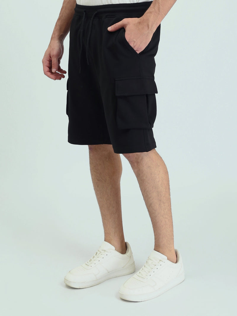 Short cargo homme noir avec taille élastique confortable - SHR25SMBC29159TM1