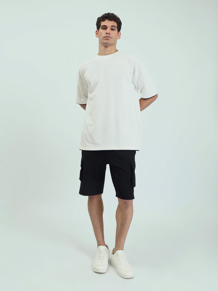 Short cargo homme noir avec taille élastique confortable - SHR25SMBC29159TM1