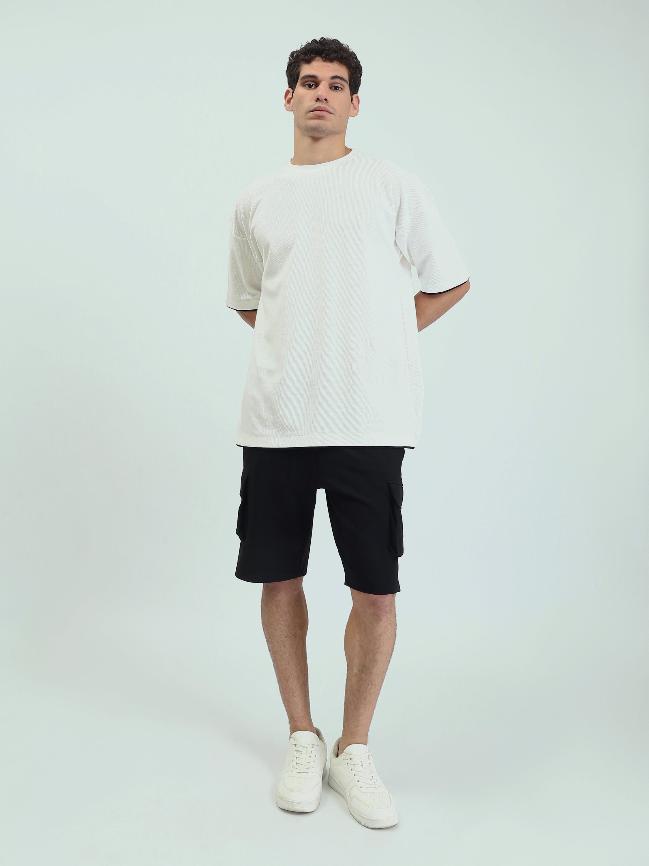 Short cargo homme noir avec taille élastique confortable - SHR25SMBC29159TM1