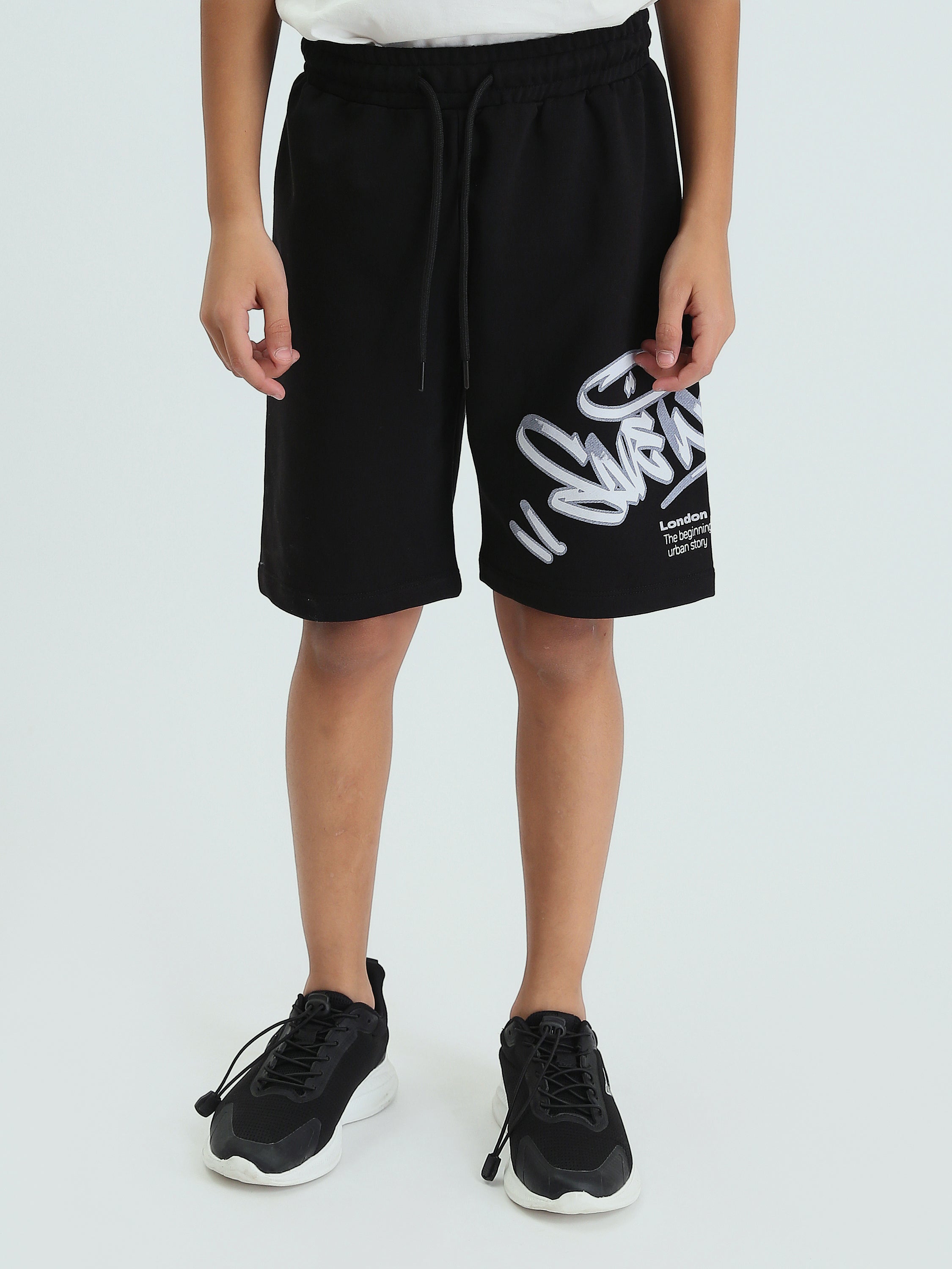 Short Garçon Noir Imprimé – Style Urbain Confortable - SHR25SMPS32121TB1