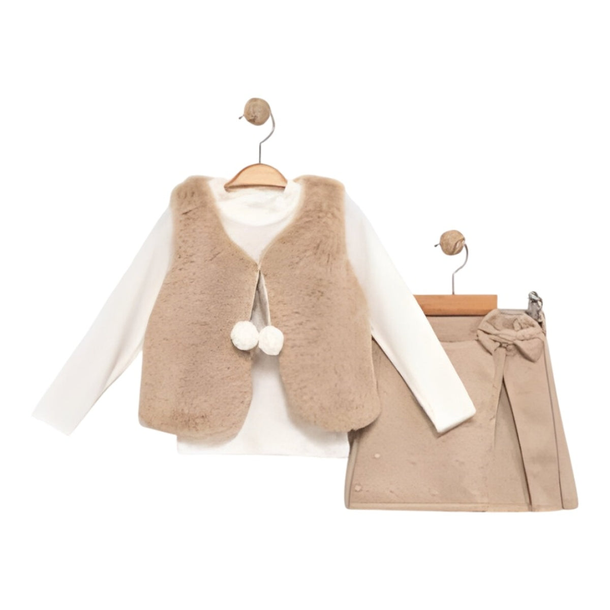 Ensemble 3 pièces pour fille avec gilet, jupe à volants et haut