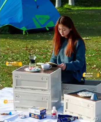Boîte de Rangement Pliable avec Ouverture Latérale - Coffre de Rangement Multifonction pour Maison & Camping - KATEI STORY
