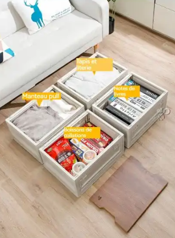 Boîte de Rangement Pliable avec Ouverture Latérale - Coffre de Rangement Multifonction pour Maison & Camping - KATEI STORY