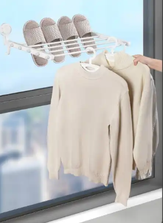 Étendoir à Linge Mural Pliable Sans Perçage à Ventouse Puissante - Séchoir et Porte-Serviette Gain de Place - KATEI STORY