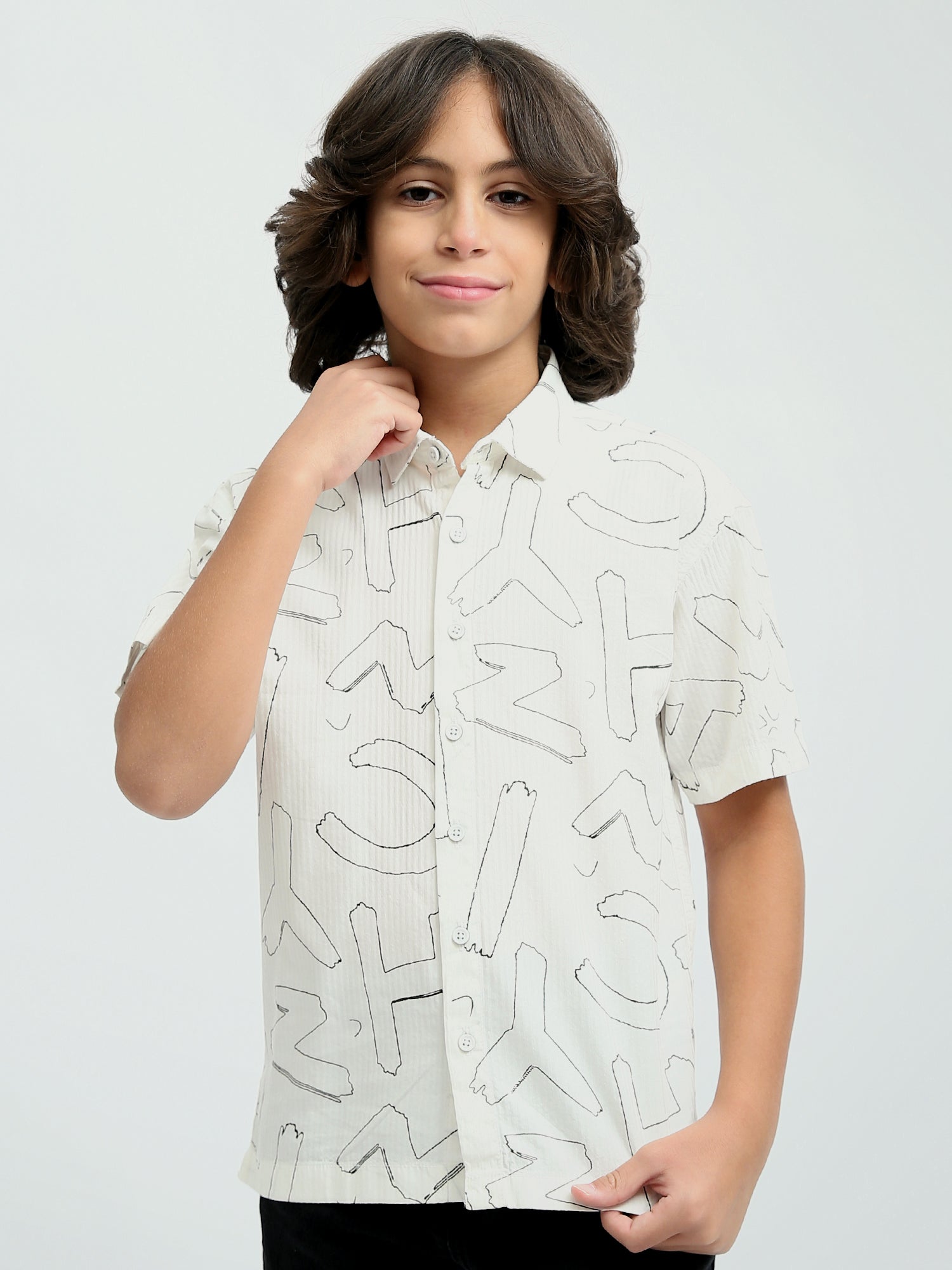 T-shirt pour enfants au design moderne et impression artisanale - SSH24SACR19420TB1