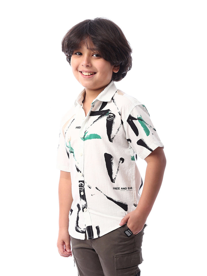 Chemise garçon à motif artistique moderne – SSH24SACR19447TJ1