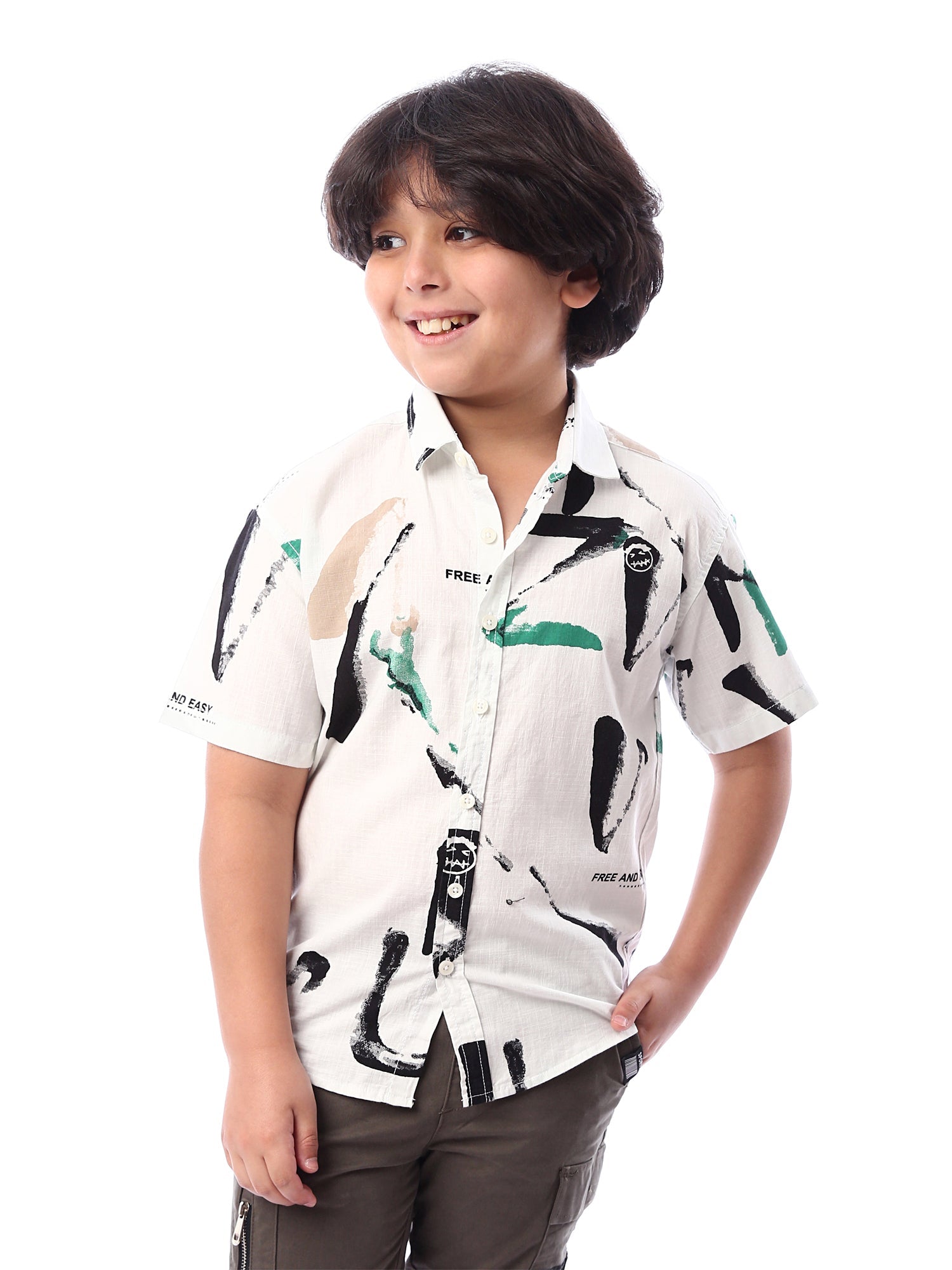 Chemise pour garçons avec motif artistique moderne - SSH24SACR19447TJ1