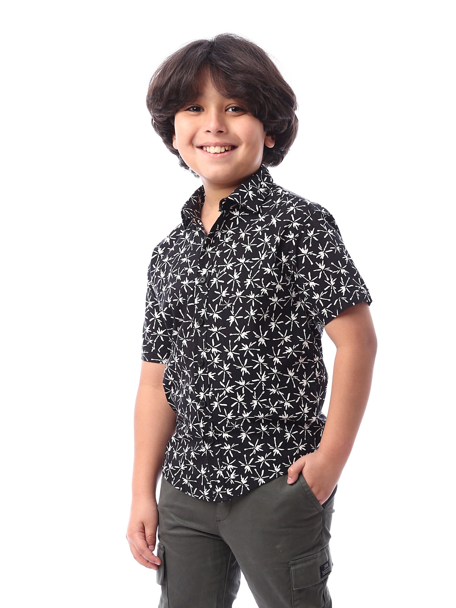 Chemise pour garçon décorée de motifs modernes en papier -SSH24SAER19401TB1