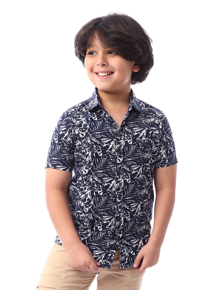 Chemise garçon à manches courtes avec boutons sur le devant – SSH24SAER31107TB1