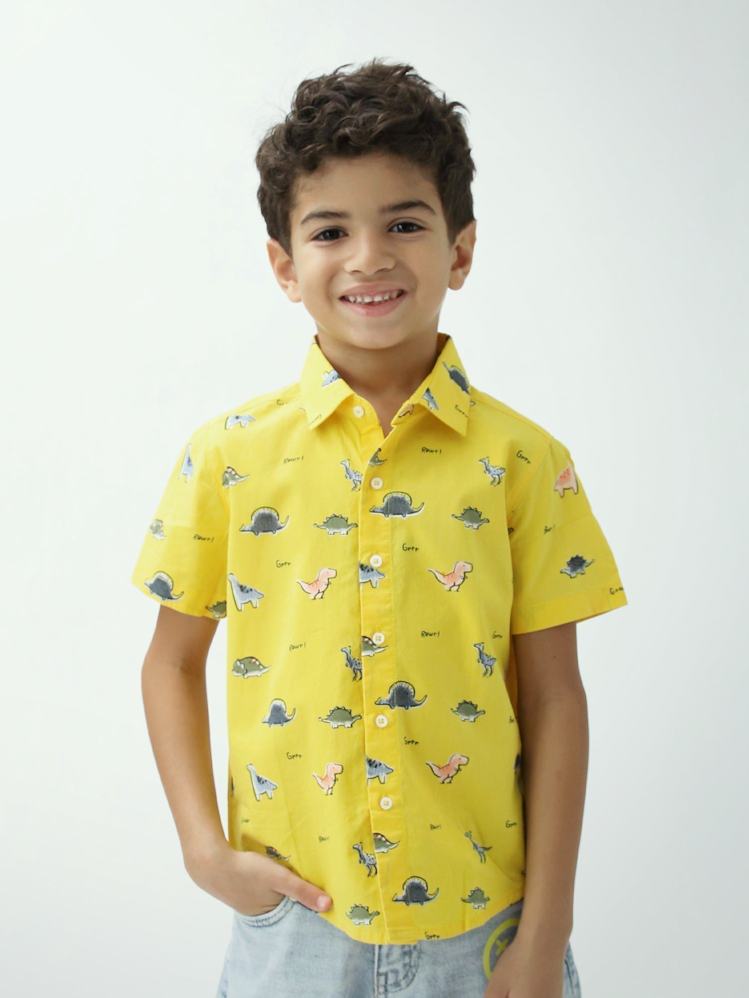 Chemise Garçon à Imprimé Dinosaure – Style Décontracté et Ludique - SSH24SAER75296MB1