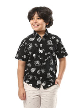 Chemise garçon à manches courtes avec imprimé distinctif – SSH24SAIC19405TB1