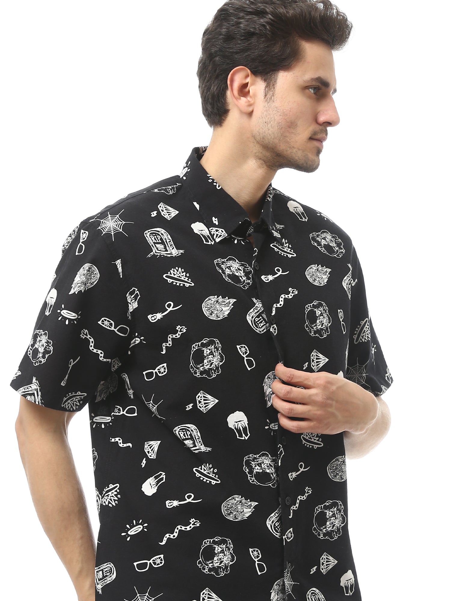 Chemise homme à manches courtes avec imprimé distinctif – SSH24SAIC19405TM1