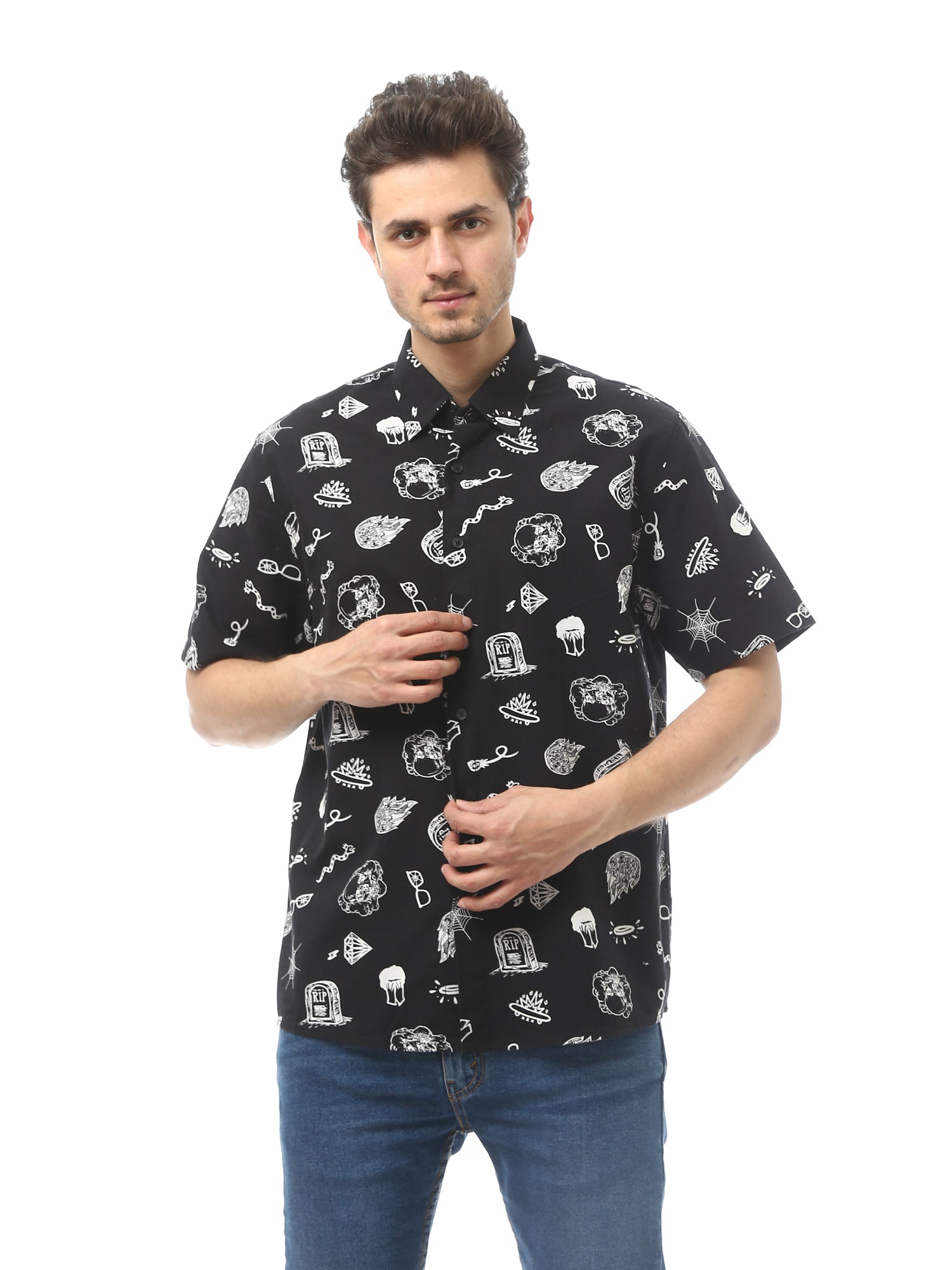 Chemise homme à manches courtes avec imprimé distinctif – SSH24SAIC19405TM1