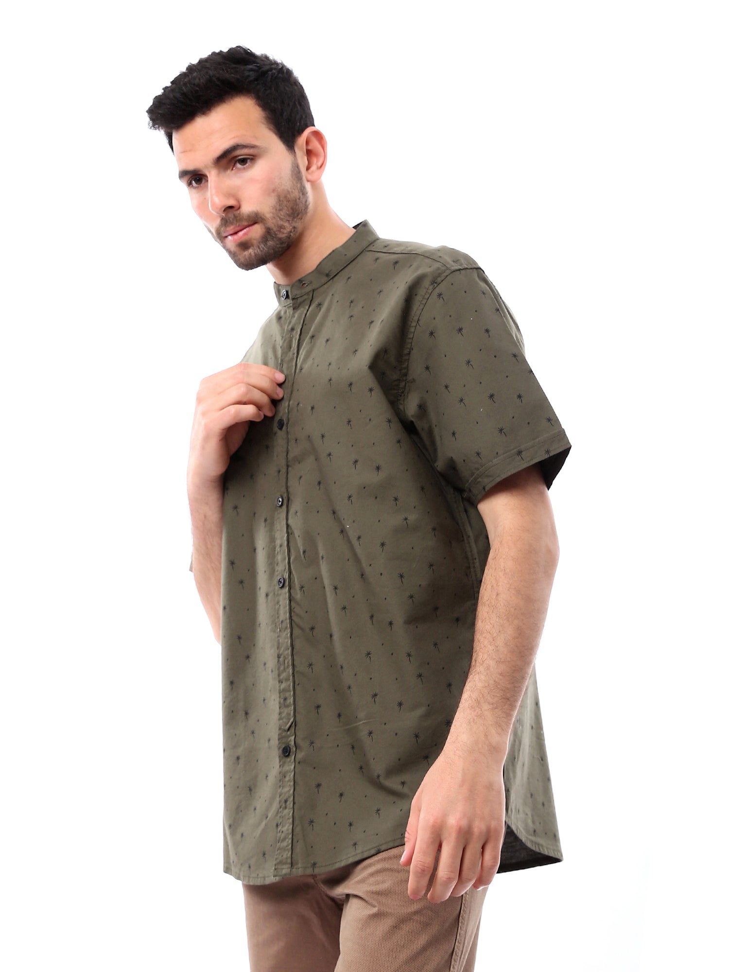 Chemise homme manches courtes à motifs modernes — coupe confortable. -  SSH24SAOS19522TM1