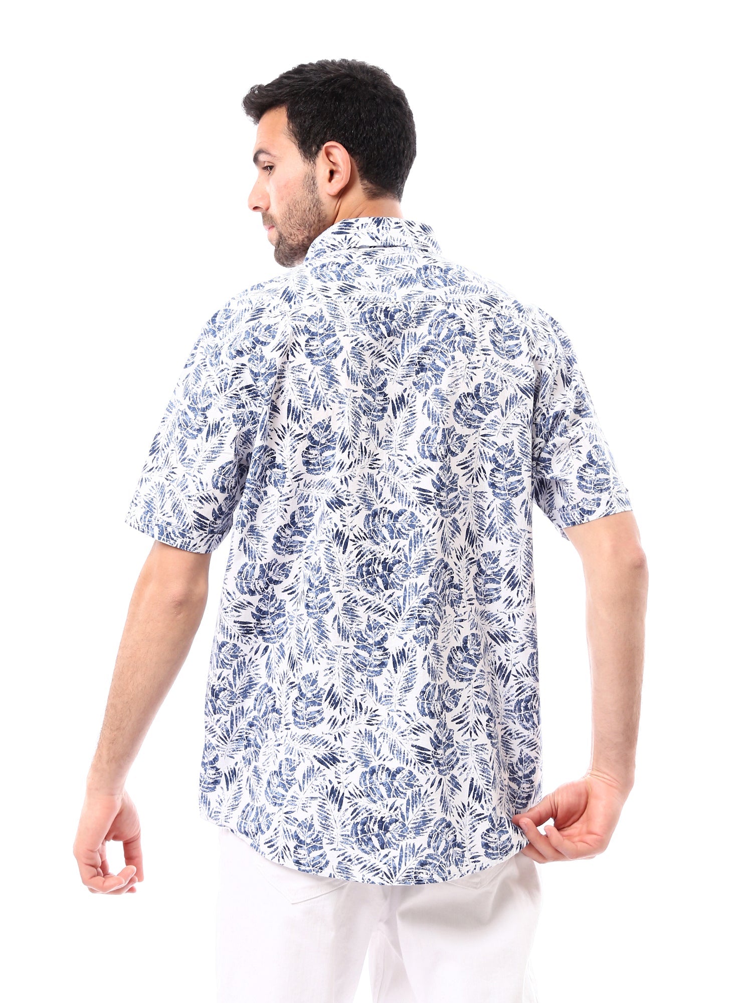 Chemise Homme Slim Fit à Manches Courtes Imprimé Tropical – SSH24SASR19438TM1