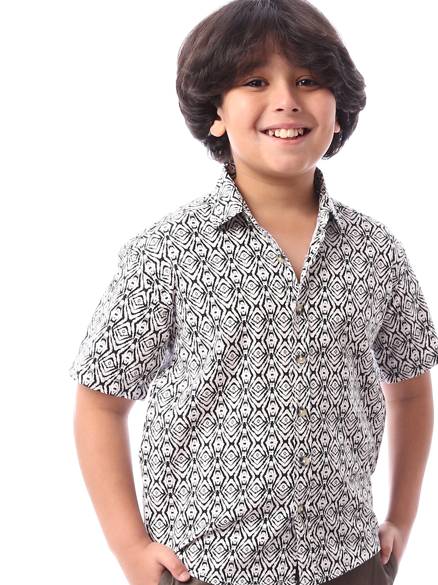 Chemise pour garçon avec imprimé géométrique - SSH24SASR19439TB1