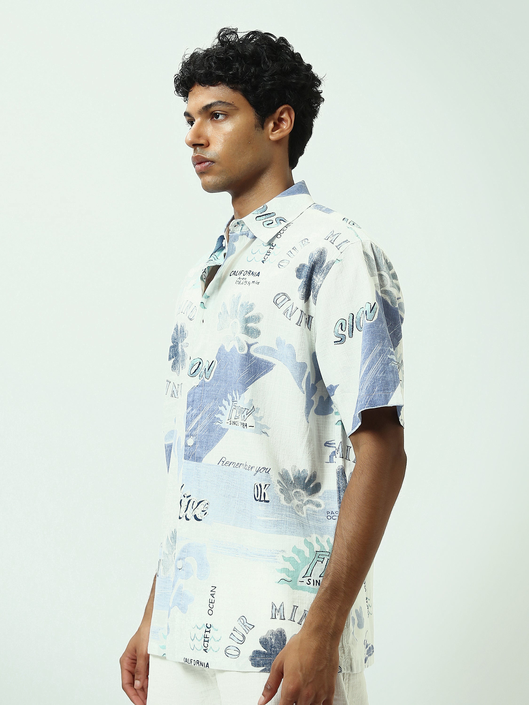 Chemise pour homme à manches courtes décorée -SSH24SASR19448TM1