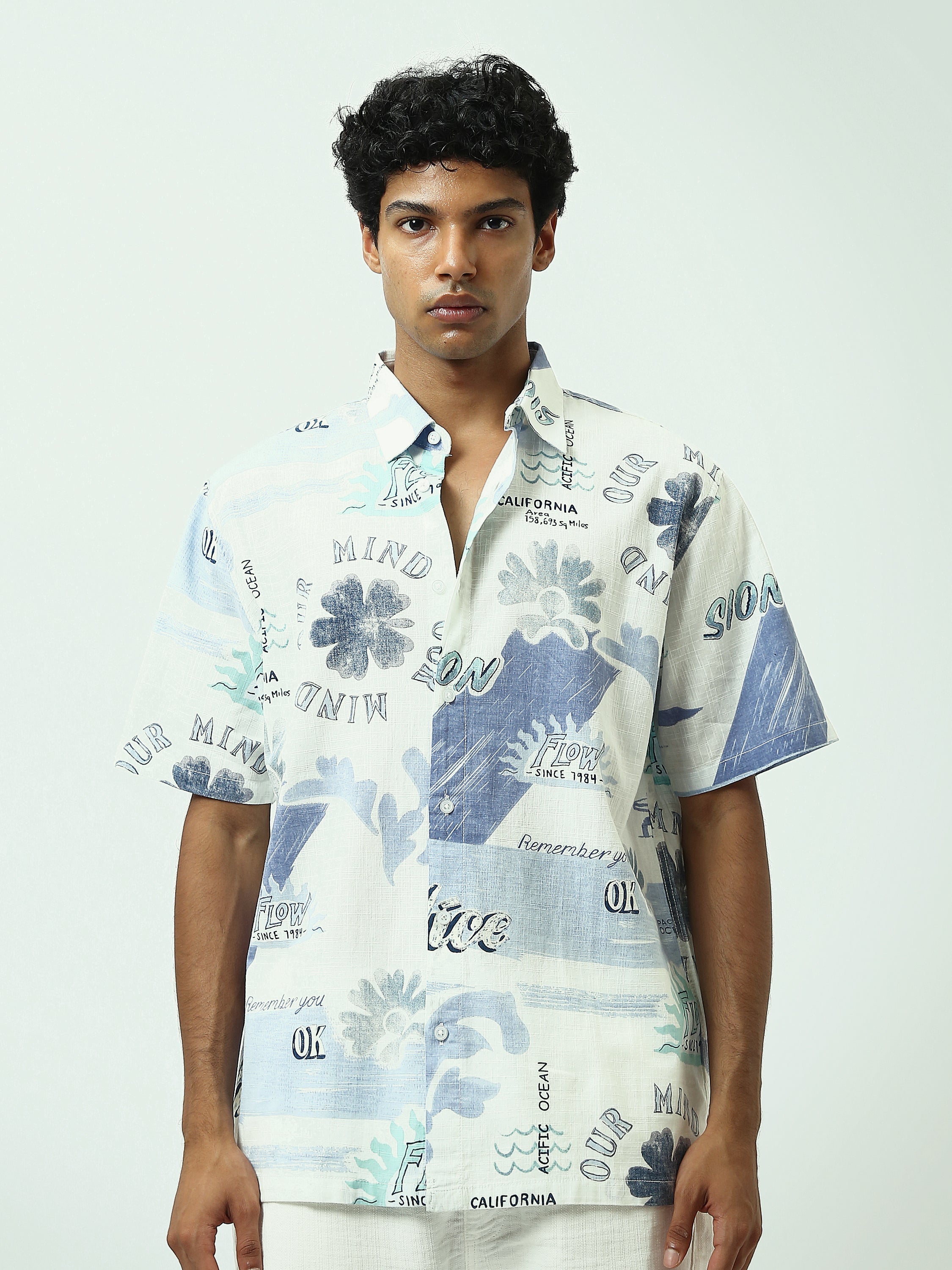 Chemise pour homme à manches courtes décorée -SSH24SASR19448TM1