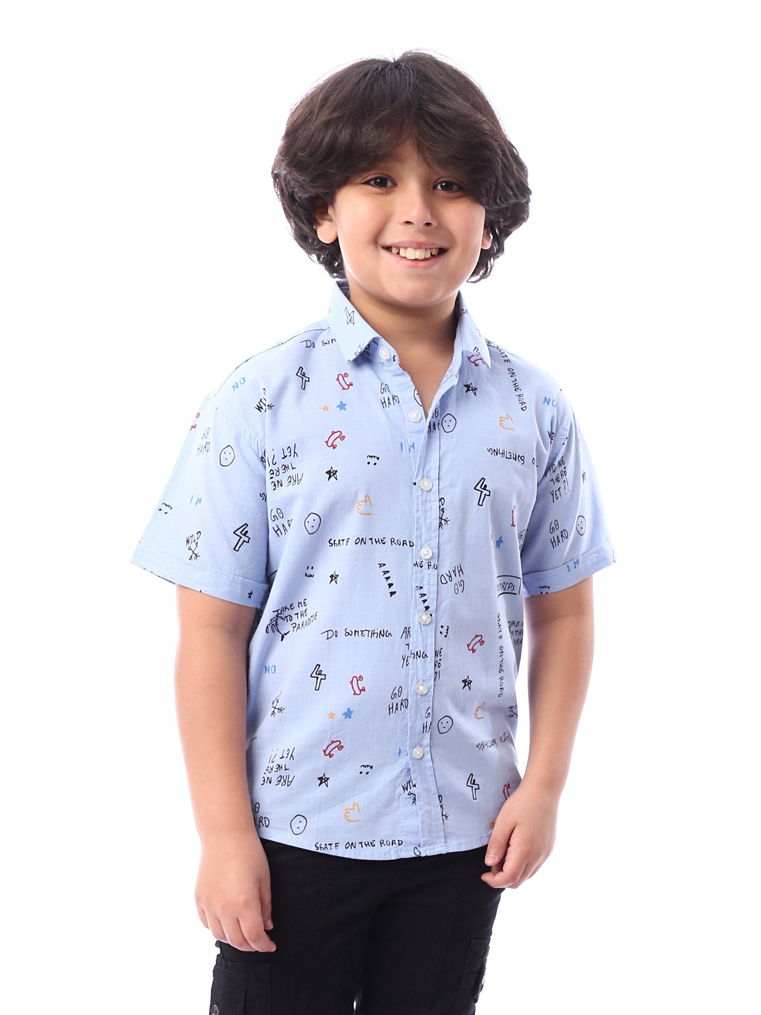 Chemise pour garçon avec imprimés et manches courtes au design moderne - SSH24SASR31109TB1