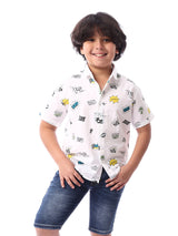 Chemise garçon à manches courtes ornée de motifs – SSH24SASR31110TB1