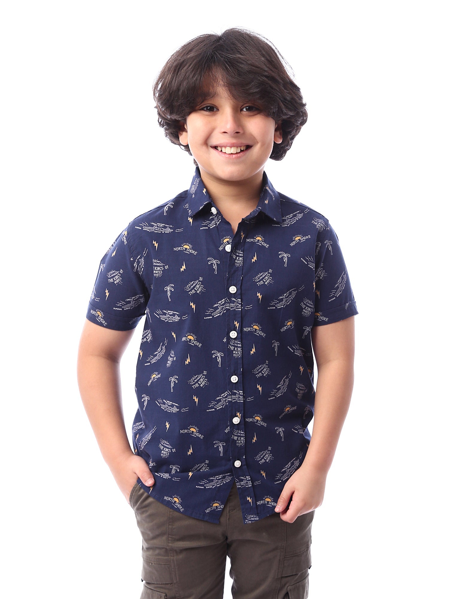 Chemise pour garçon à manches courtes avec motif décoratif - SSH24SASR31111TB1