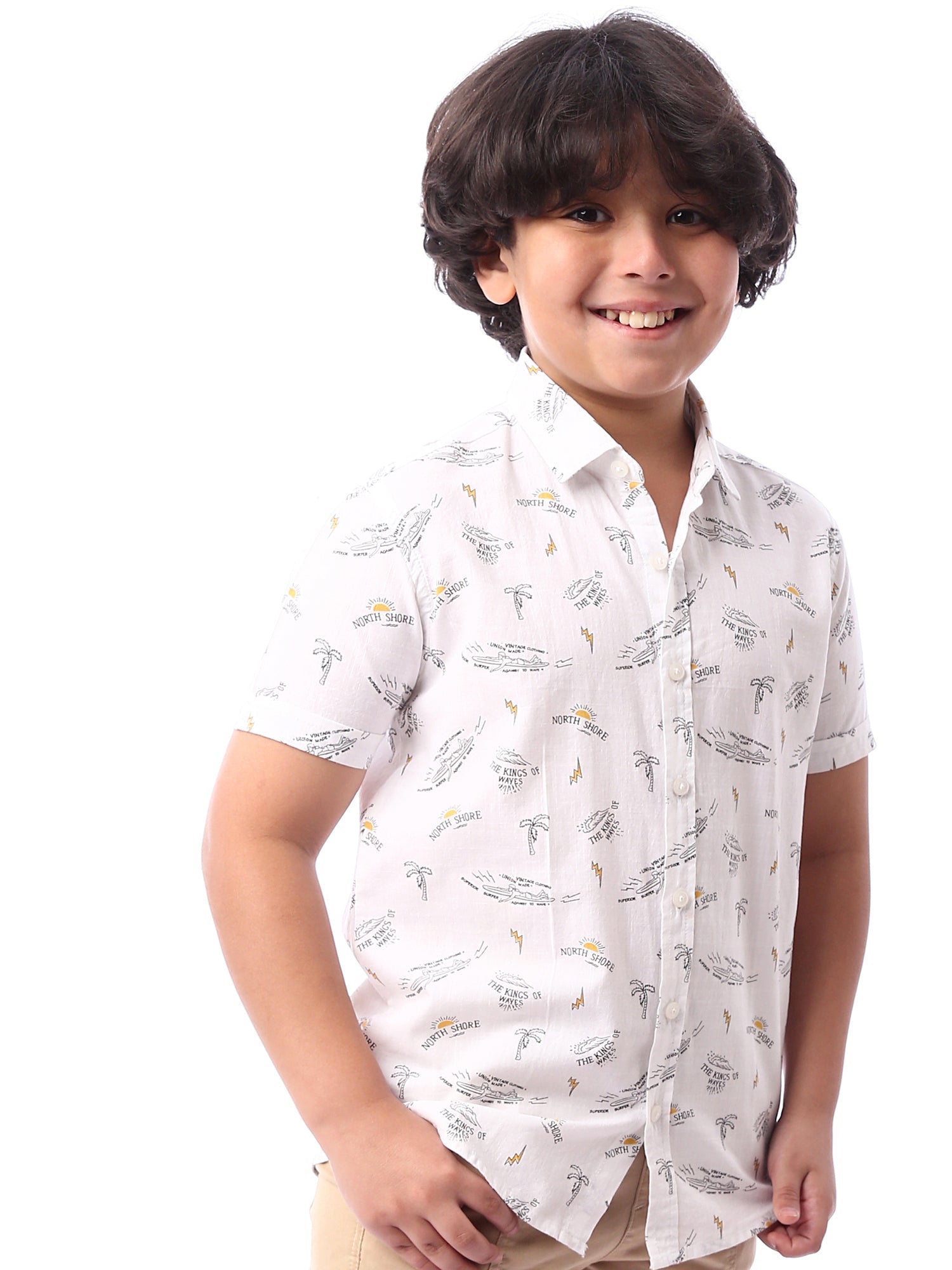 Chemise pour garçon à manches courtes avec motif décoratif - SSH24SASR31111TB1