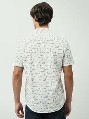 Chemise homme blanche à motifs inspirés du voyage - SSH24SASS19525TM1