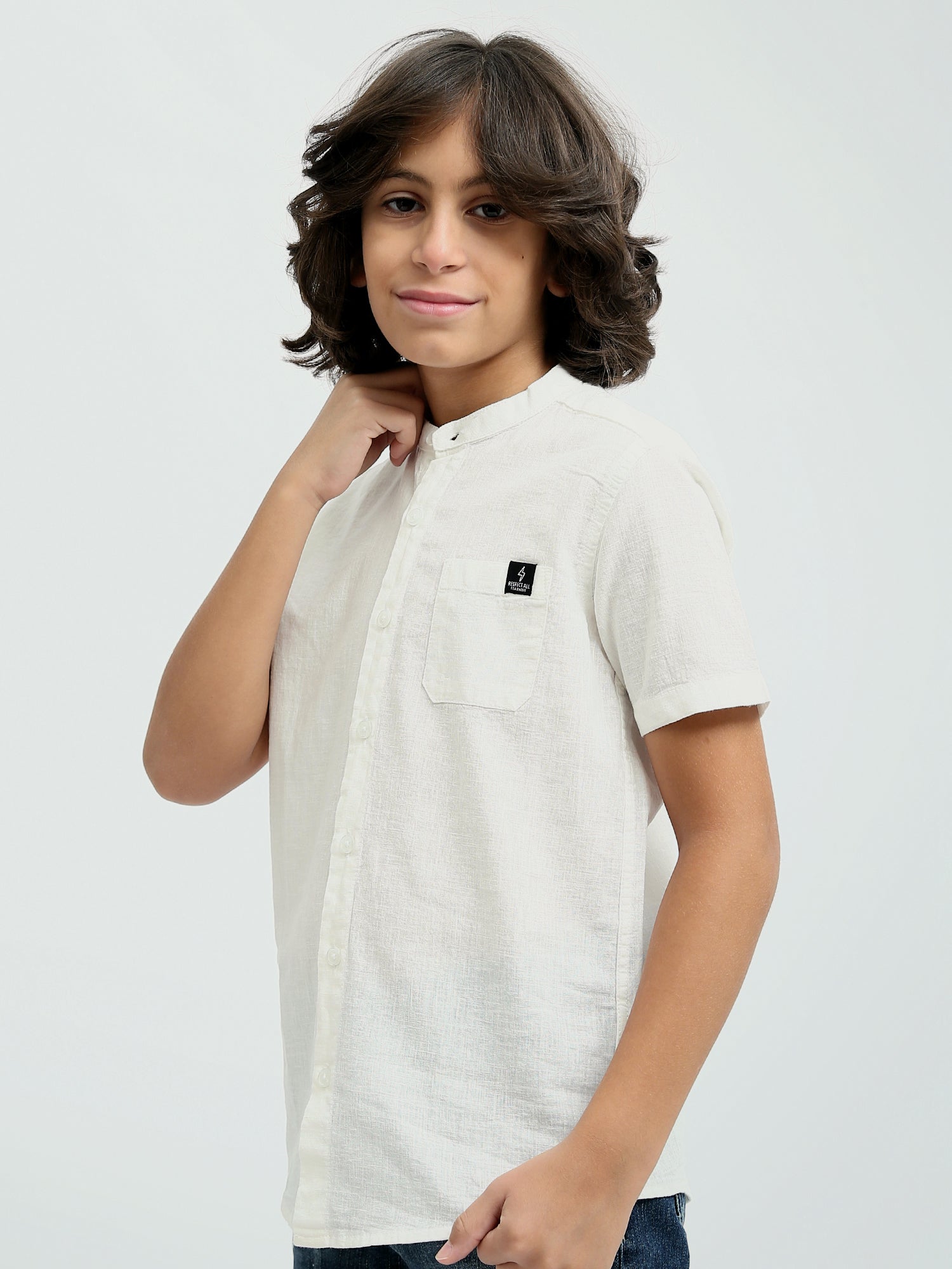 Chemise pour garçon avec boutons et poche avant -SSH24SEIS19433TB1